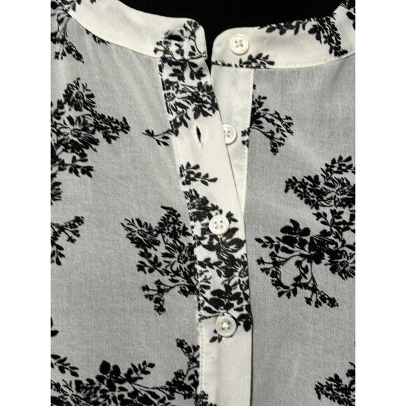 Vince Camuto Kimono Sleeves Blouse Size M White And Black Button Sheer Tunic Top - Picture 3 of 7